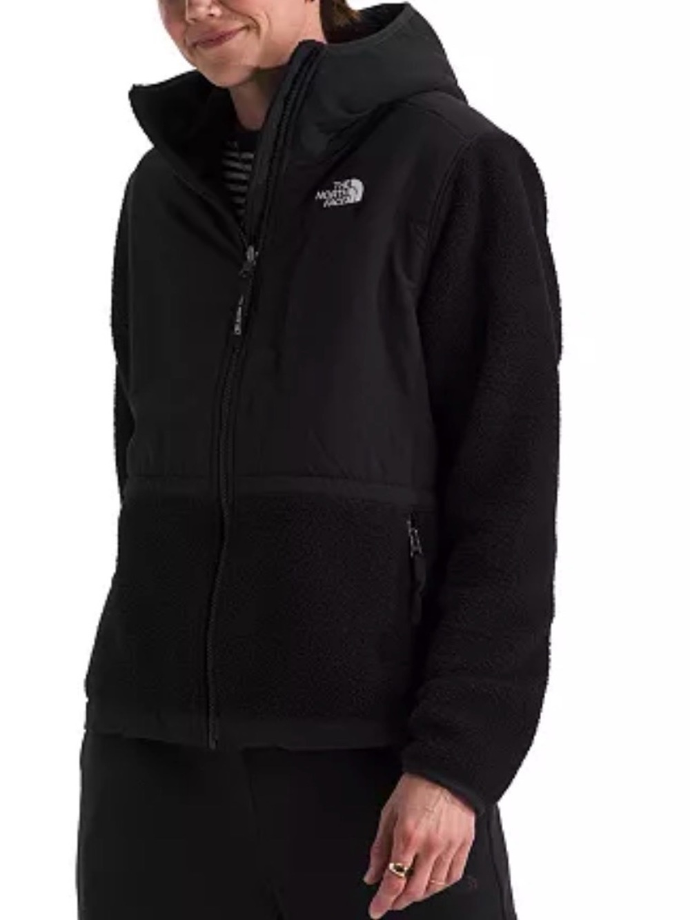 The North Face Black Denali Hooded Fleece Jacket with Zip Pull S Women
